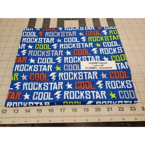 COOL ROCK STAR Flannel Quilting Craft Fabric 1yd - Picture 1 of 2